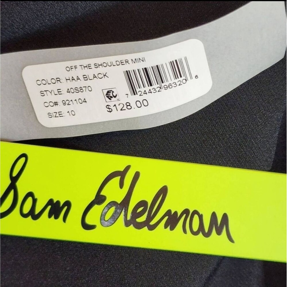 NWT Womens Sam Edelman Off the Shoulder LBD Little Black Mini Dress Size 10 - Picture 3 of 9